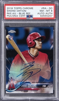 2018 Topps Chrome "Rookie Autographs" Blue Refractor #SO Shohei Ohtani Signed Rookie Card (#062/150) - PSA NM-MT 8, PSA/DNA Authentic